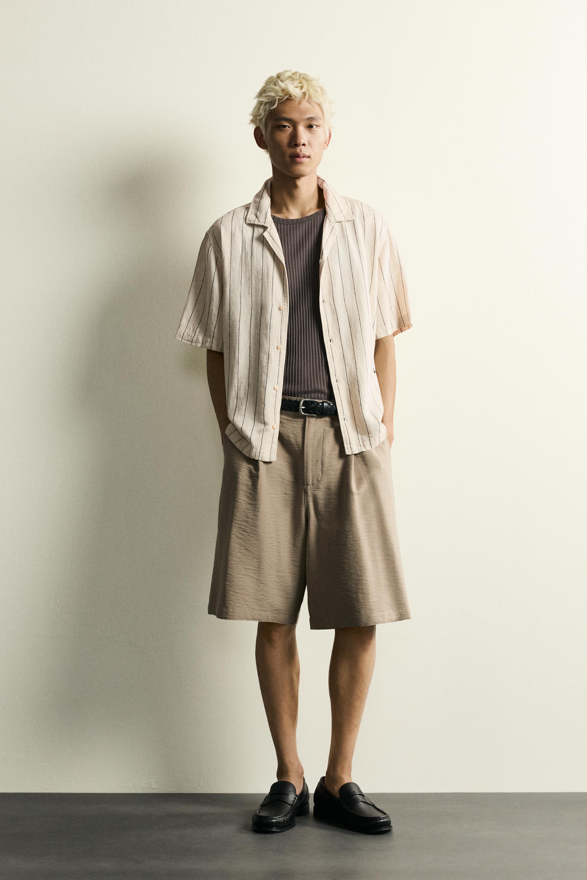 RELAXED FIT EMBROIDERED STRIPE SHIRT